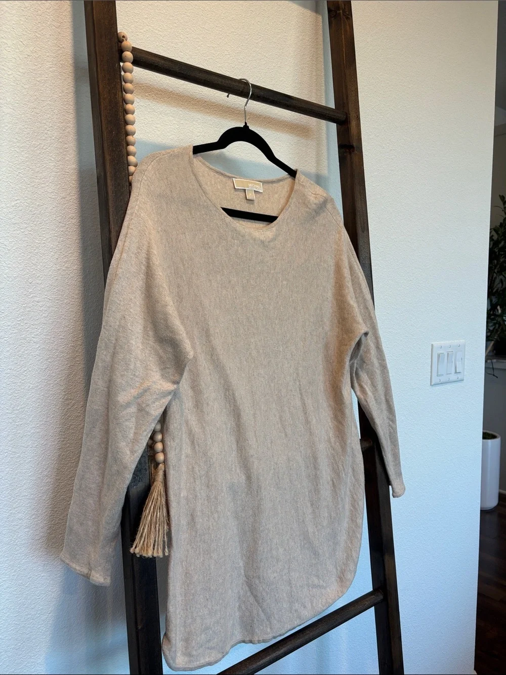 Michael Kors Beige Crewneck Long Sleeve Top